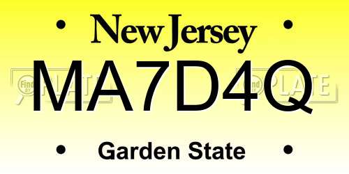 MA7D4Q New Jersey License Plate