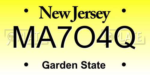 MA7O4Q New Jersey License Plate