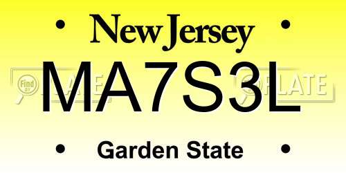 MA7S3L New Jersey License Plate