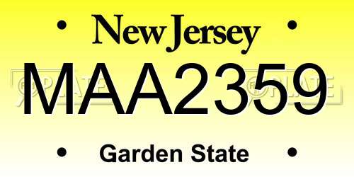 MAA2359 New Jersey License Plate