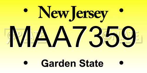 MAA7359 New Jersey License Plate