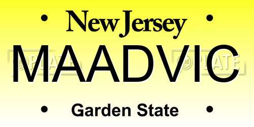 MAADVIC New Jersey License Plate