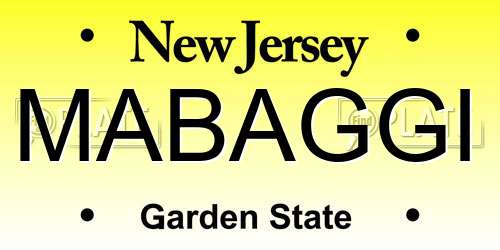 MABAGGI New Jersey License Plate