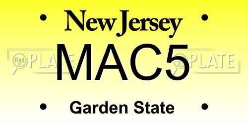 MAC5 New Jersey License Plate