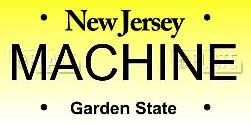 MACHINE New Jersey License Plate