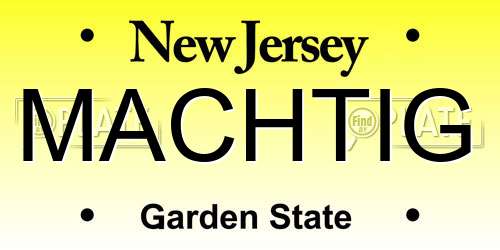 MACHTIG New Jersey License Plate