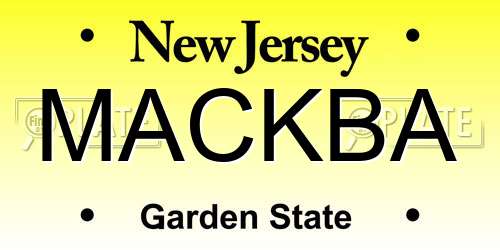 MACKBA New Jersey License Plate