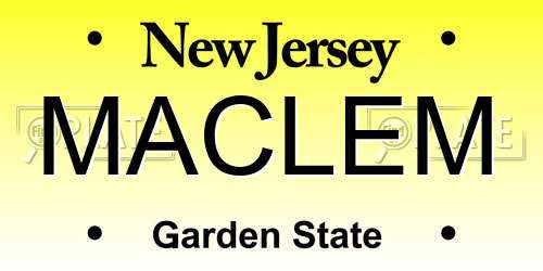 MACLEM New Jersey License Plate