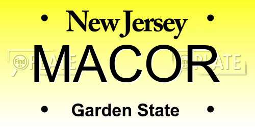 MACOR New Jersey License Plate