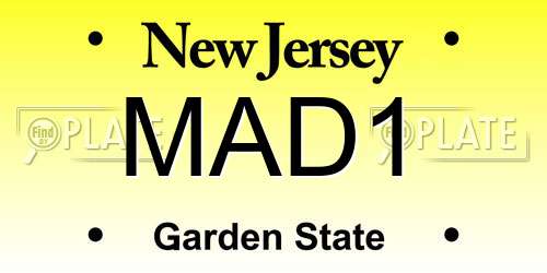 MAD1 New Jersey License Plate