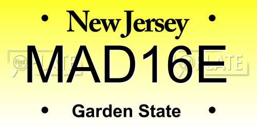 MAD16E New Jersey License Plate