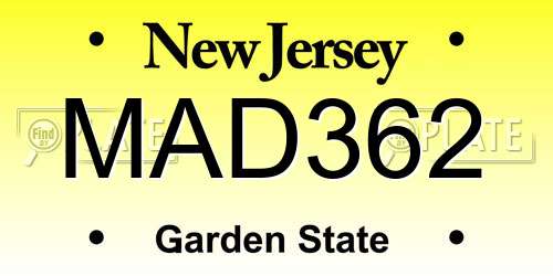 MAD362 New Jersey License Plate