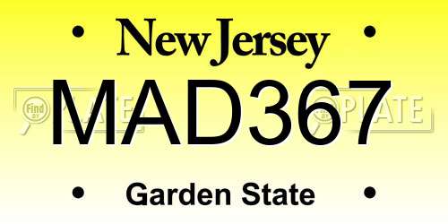 MAD367 New Jersey License Plate