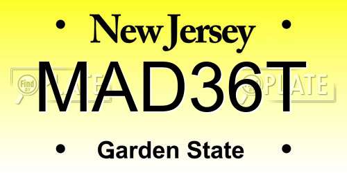 MAD36T New Jersey License Plate