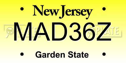 MAD36Z New Jersey License Plate