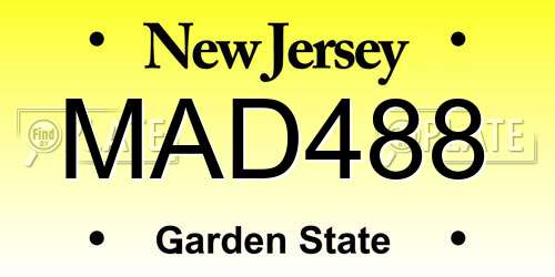 MAD488 New Jersey License Plate
