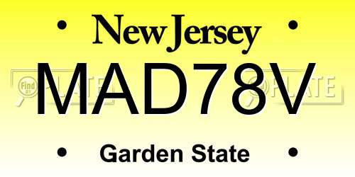 MAD78V New Jersey License Plate