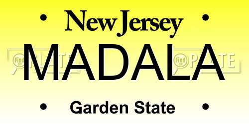 MADALA New Jersey License Plate