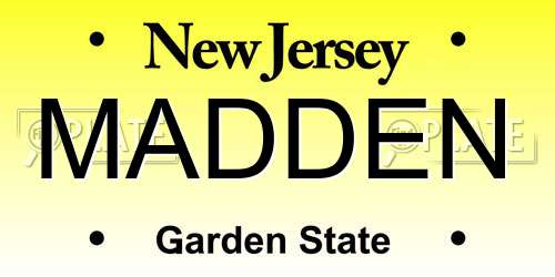 MADDEN New Jersey License Plate