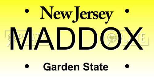 MADDOX New Jersey License Plate