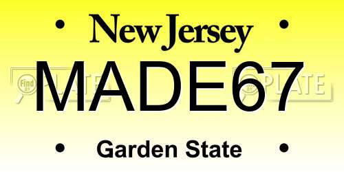 MADE67 New Jersey License Plate