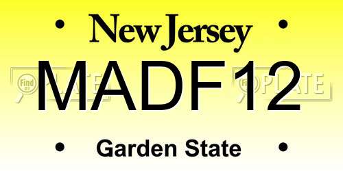 MADF12 New Jersey License Plate