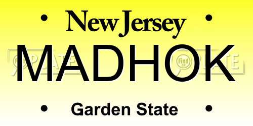 MADHOK New Jersey License Plate