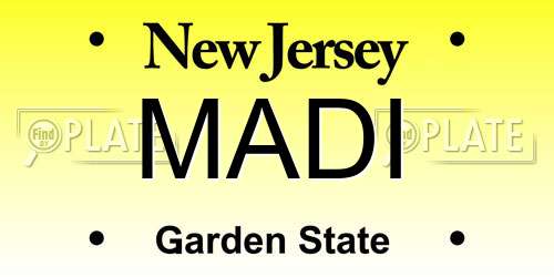MADI New Jersey License Plate
