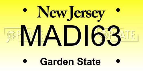 MADI63 New Jersey License Plate