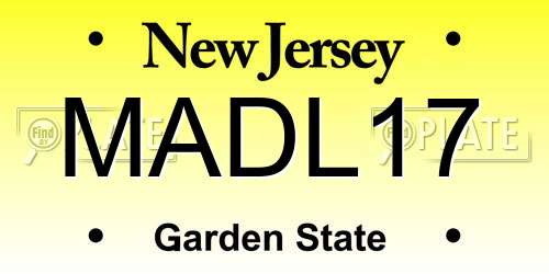 MADL17 New Jersey License Plate