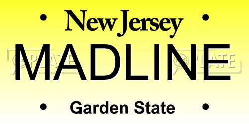 MADLINE New Jersey License Plate