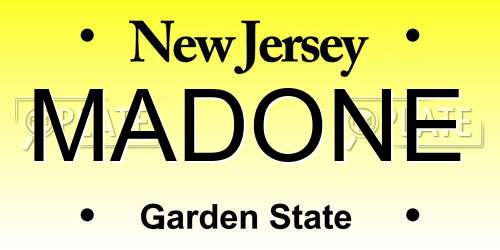 MADONE New Jersey License Plate