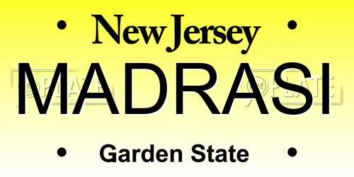 MADRASI New Jersey License Plate