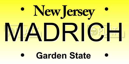 MADRICH New Jersey License Plate