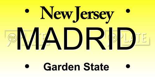 MADRID New Jersey License Plate