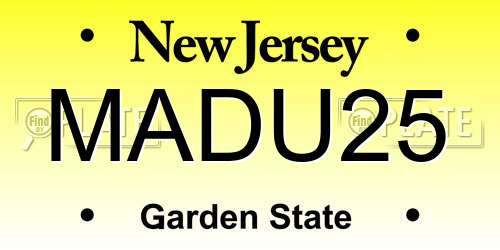 MADU25 New Jersey License Plate