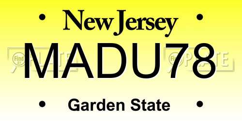MADU78 New Jersey License Plate
