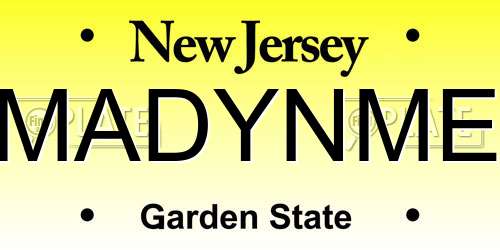 MADYNME New Jersey License Plate