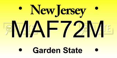 MAF72M New Jersey License Plate