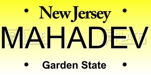 MAHADEV New Jersey License Plate