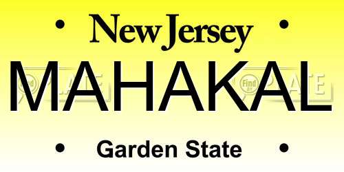 MAHAKAL New Jersey License Plate