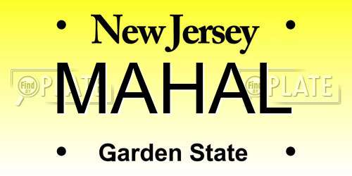 MAHAL New Jersey License Plate