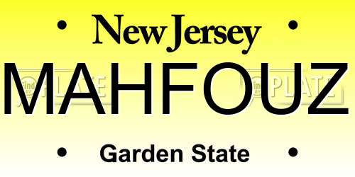 MAHFOUZ New Jersey License Plate