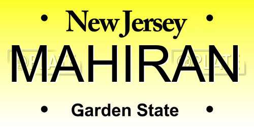 MAHIRAN New Jersey License Plate