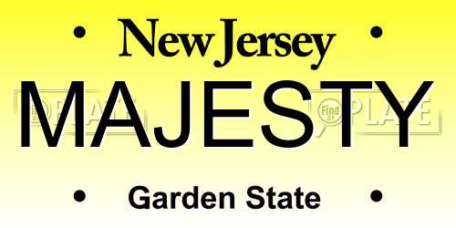 MAJESTY New Jersey License Plate