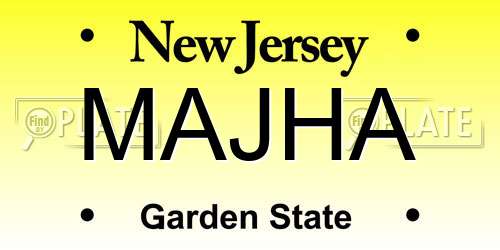 MAJHA New Jersey License Plate