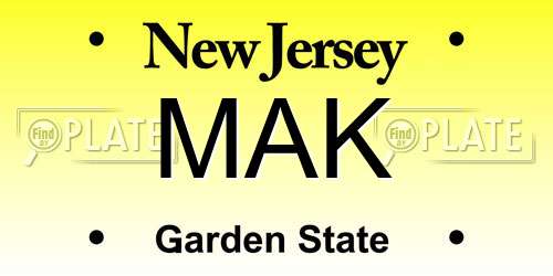 MAK New Jersey License Plate