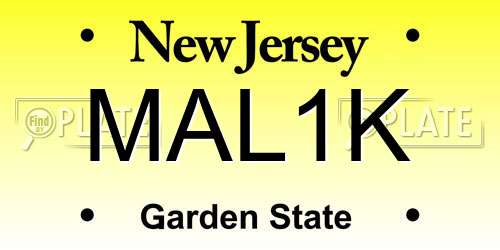 MAL1K New Jersey License Plate