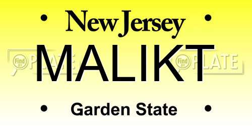 MALIKT New Jersey License Plate