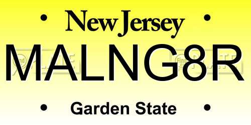 MALNG8R New Jersey License Plate